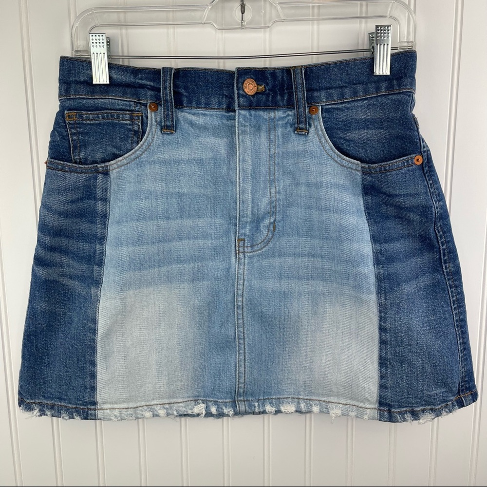 Madewell Pieced McCarren A-Line Denim 2 Tone Skirt Size 27 - Picture 3 of 9